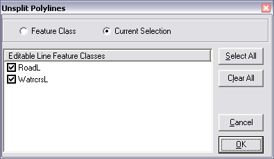 Unsplit Polylines dialog box