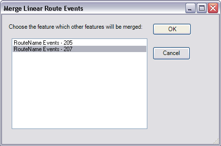 Merge Linear Route Events dialog box