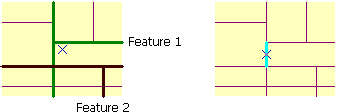 Example of road features before and after Batch Intersects Polylines has been run