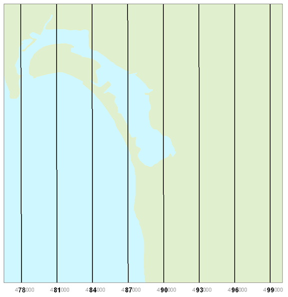 Example of gridline based on the coordinate system