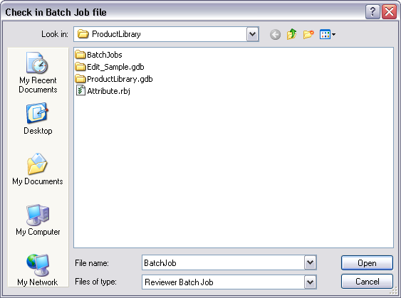 Check in Batch Job file dialog box