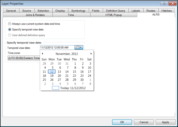 Specify the temporal view date