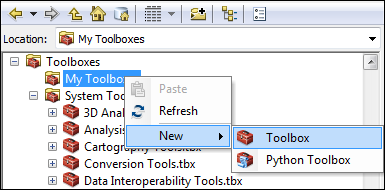 Creating a new toolbox in ArcCatalog