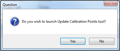 Click Yes to launch the Update Calibration Points tool