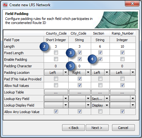 Changing variable length, fixed length, enable padding, and padding character settings