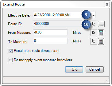 Extend Route dialog box
