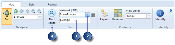 Find Route in Roadway Characteristics Editor