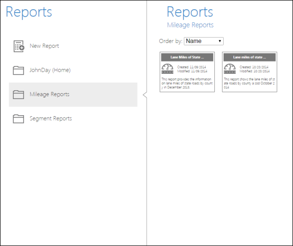Opening a saved report configuration