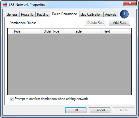 LRS Network Properties dialog box