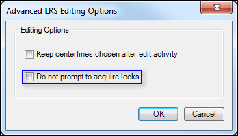Disabling conflict prevention prompts through Advanced LRS Editing Options