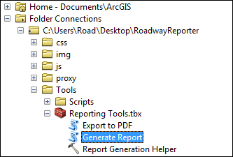 Opening the Generate Report tool