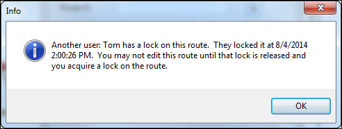 Route lock acquired by another user
