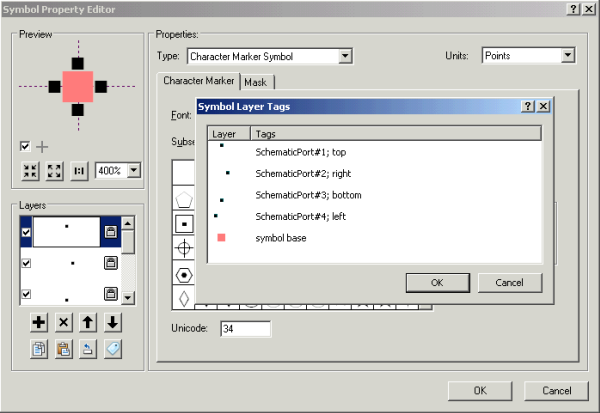 Symbol Property Editor and Symbol Layer Tags dialog boxes - final content, sample