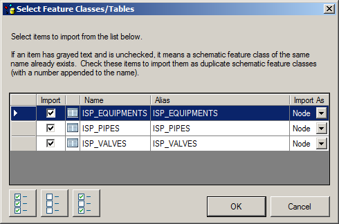 Select Feature Classes/Tables dialog box