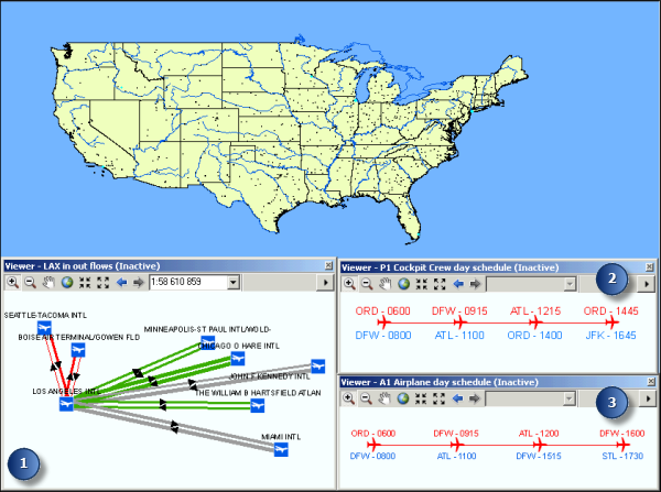 Schematics and logistic on airline companies, airports