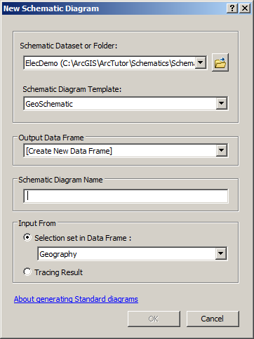 New Schematic Diagram dialog box—Standard builder diagram built from network data
