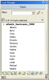 List of tracks viewed in Track Manager