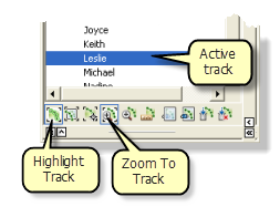 Click Highlight Track and Zoom To Track buttons