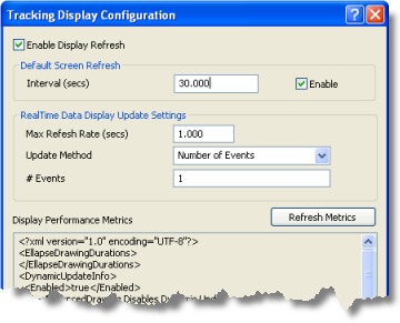 Tracking Display Configuration dialog box