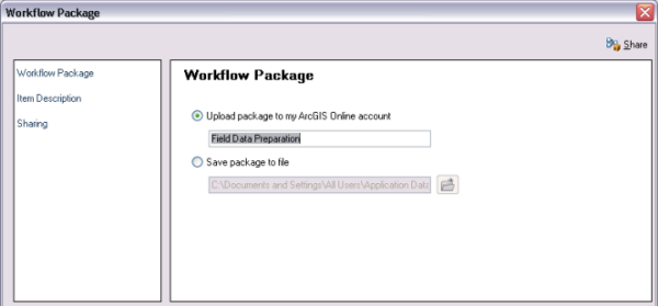 Workflow Package dialog box