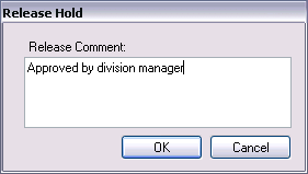 Release Hold dialog box