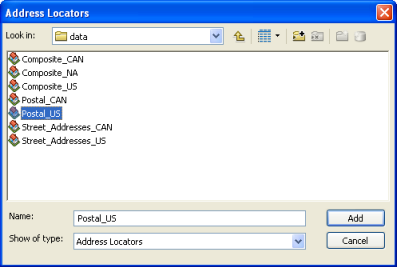 Address Locators dialog box