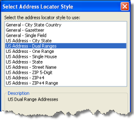 Select Address Locator Style dialog box