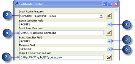 Top of Calibrate Routes tool