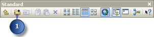 The location of the Connect To Folder button on the Standard toolbar in ArcCatalog