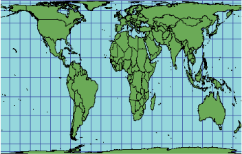 Illustration of Cylindrical Equal Area projection