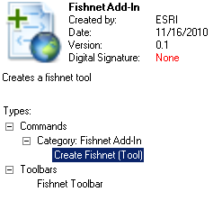 Fishnet tool properties in Add-In Manager