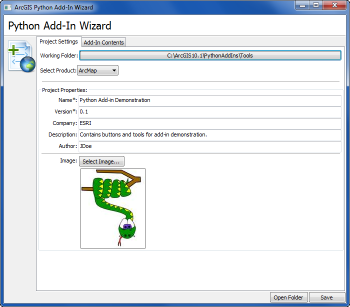 The Python Add-In Wizard