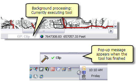 Background processing progress bar and notification