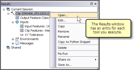 Results in the Results window