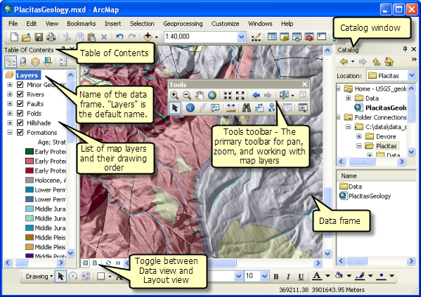 A Quick Tour Of Arcmap Help Arcgis For Desktop