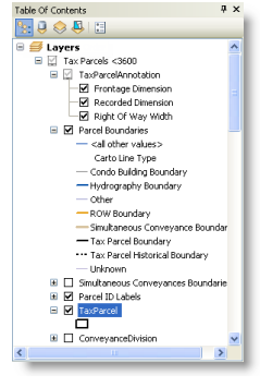 The Table Of Contents window in ArcMap