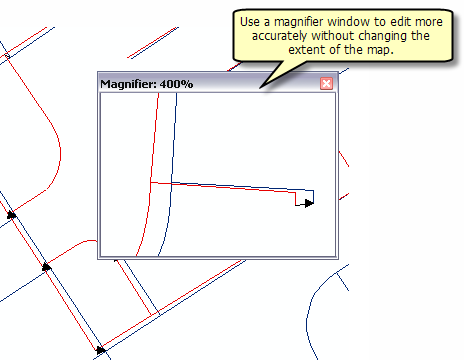 Using the magnifier window while adding spatial adjustment displacement links