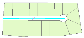 Selected road centerline to be used to clip the parcels