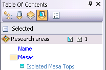 Currently selected feature in the Research areas layer
