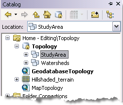 StudyArea feature dataset in the Catalog window