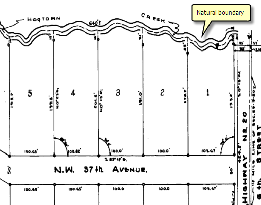 Natural boundary depicted on a plat (record of survey)