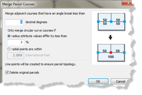 Merge parcel Courses dialog box