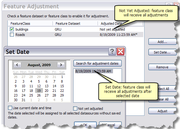 Setting the adjusted date