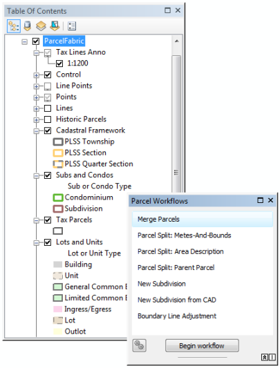 Parcel fabric enabled with an information model