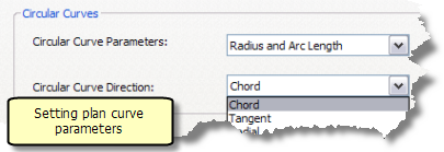 Set plan curve parameters