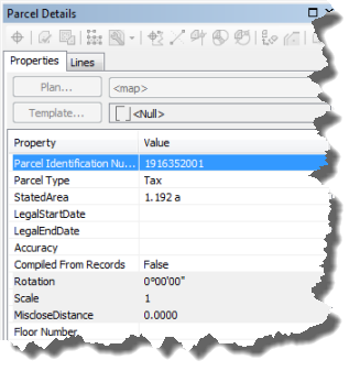 Parcel Details dialog box