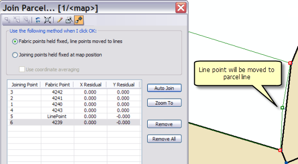 Line points moved to parcel lines