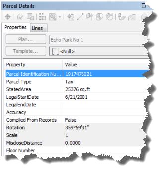 Parcel Details dialog box