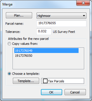 Merge dialog box