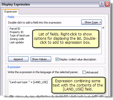 Setting a display expression